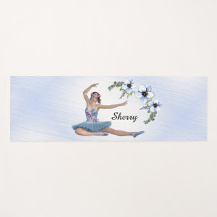 Tapis De Yoga Ballerina en bleu Nom personnel