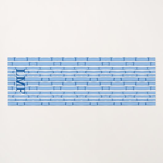 Tapis De Yoga Bambooey Bamboo Stripe in Blue Personalized (Dos (Horizontal))