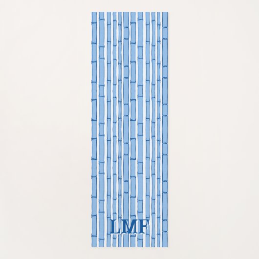 Tapis De Yoga Bambooey Bamboo Stripe in Blue Personalized (Devant)
