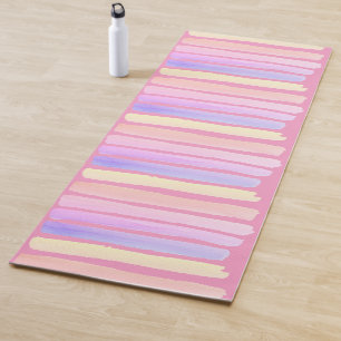 Tapis De Yoga Bande de peinture rose et bleu Reversible Pastel