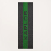 Tapis De Yoga Bandes en cuir cousu noir et vert (Devant)