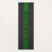 Tapis De Yoga Bandes en cuir cousu noir et vert (Dos)