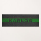 Tapis De Yoga Bandes en cuir cousu noir et vert (Devant (Horizontal))