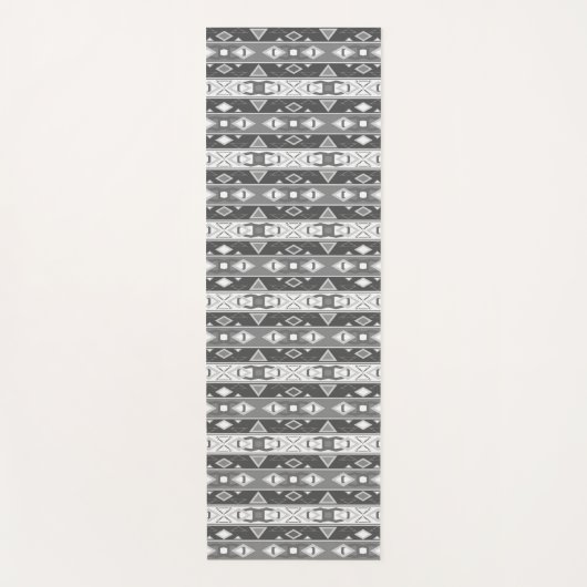 Tapis De Yoga Bandes et formes géométriques gris blanc (Devant)