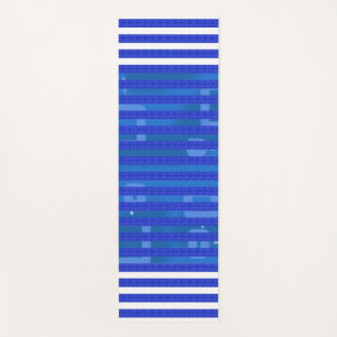 Tapis De Yoga Bandes géométriques blanches bleues cool
