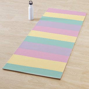 Tapis De Yoga Bandes Inégales Pink, Jaune, Violet & Vert