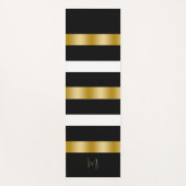 Tapis De Yoga Bandes noires et blanches Motif or  (Devant)