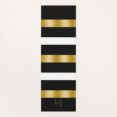 Tapis De Yoga Bandes noires et blanches Motif or  (Dos)