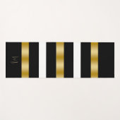 Tapis De Yoga Bandes noires et blanches Motif or  (Devant (Horizontal))