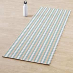 Tapis De Yoga Bandes pastel bleues, blanches et bleues