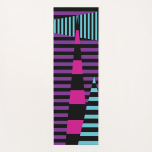 Tapis De Yoga Bandes sur bandes - rose, pourpre, bleu et noir