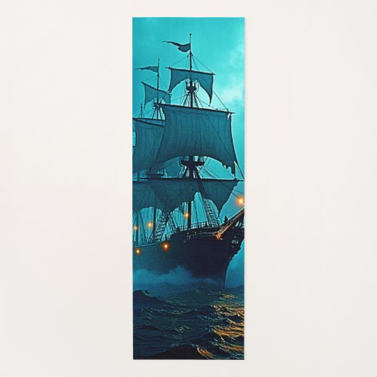 Tapis De Yoga Bateau fantôme sur le design Stormy Seas (Devant)