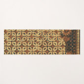 Tapis De Yoga Batik Kawung vintage indonésien à motif rustique (Devant (Horizontal))