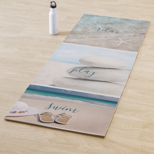 Tapis De Yoga Beach Sea Sand Rocks (En situation)