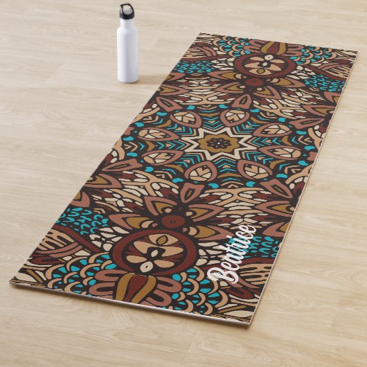 Tapis De Yoga Beau Tons Terre Turquoise Bleu Brown Mandala (En situation)