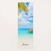 Tapis De Yoga Beautiful Tropical Beach with Script (Dos)
