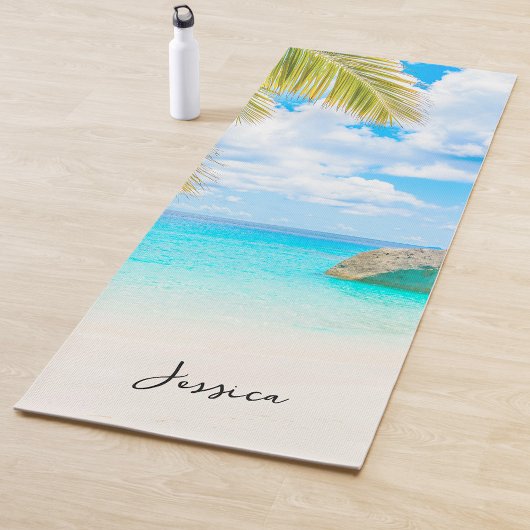 Tapis De Yoga Beautiful Tropical Beach with Script