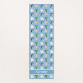Tapis De Yoga Beaux colibris et fleurs sur bleu clair (Devant)