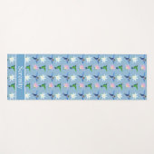 Tapis De Yoga Beaux colibris et fleurs sur bleu clair (Devant (Horizontal))