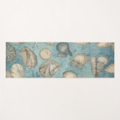 Tapis De Yoga Beaux Coquillages Vintages En Bleu (Devant (Horizontal))