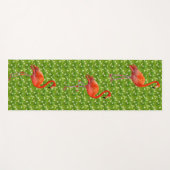 Tapis De Yoga Beaux Flamants roses et fleurs blanches sur vert (Devant (Horizontal))