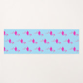 Tapis De Yoga Beaux flamants roses sur bleu clair (Devant (Horizontal))