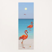 Tapis De Yoga Beaux Flamants roses sur la plage (Devant)