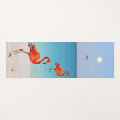 Tapis De Yoga Beaux Flamants roses sur la plage (Devant (Horizontal))