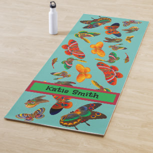 Tapis De Yoga Beaux Papillons Écrivez Votre Propre Nom Yoga Mat