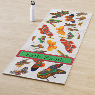 Tapis De Yoga Beaux Papillons Écrivez Votre Propre Nom Yoga Mat