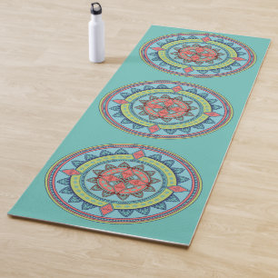 Tapis De Yoga Belle Art Mandala Bleu