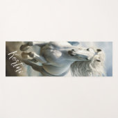 Tapis De Yoga Belle équestre blanche (Devant (Horizontal))
