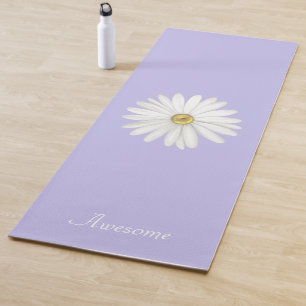 Tapis De Yoga Belle fleur de marguerite sur un bleu pâle