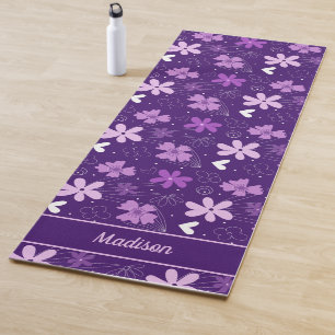 Tapis De Yoga Belle floraison violette sur mesure