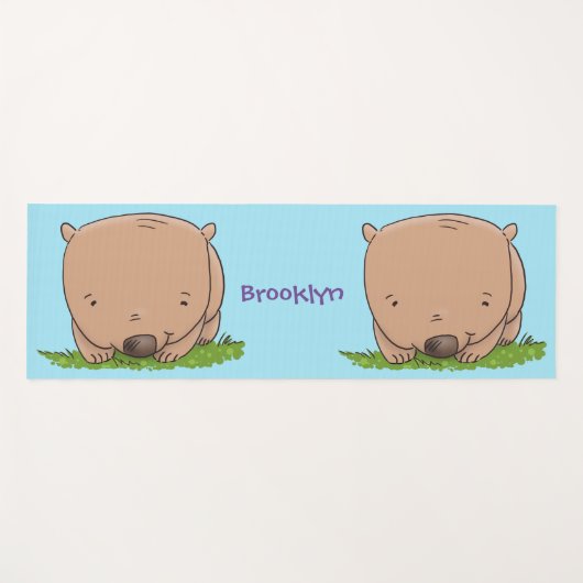 Tapis De Yoga Belle illustration de dessin animé de bébé wombat (Devant (Horizontal))