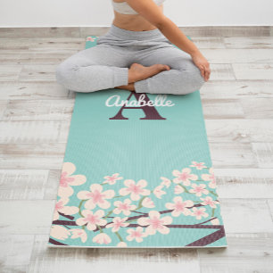 Tapis De Yoga Belles fleurs de cerisiers Monogrammé