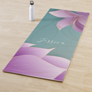 Tapis De Yoga Belles fleurs de lotus violets Personnalisé Yoga