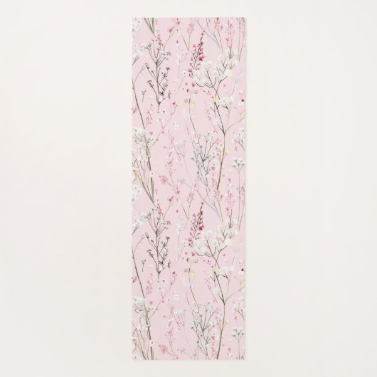 Tapis De Yoga Belles fleurs roses et blanches (Dos)
