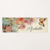 Tapis De Yoga Belles fleurs Vintages et papillon (Devant (Horizontal))