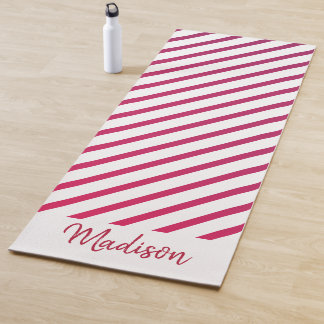 Tapis De Yoga Belles rayures roses et rouges