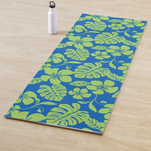 TAPIS DE YOGA BIKINI ROSE (BLEU/VERT) (En situation)