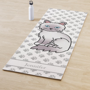 Tapis De Yoga Birman / Ragdoll au point lavande avec pattes et n