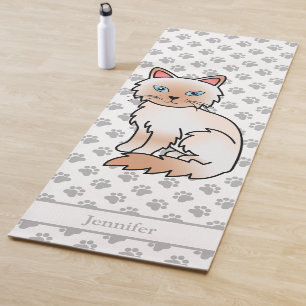 Tapis De Yoga Birman / Ragdoll Point Rouge Avec Pattes & Nom