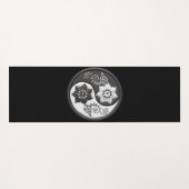 Tapis De Yoga Black and Silver Floral Yin Yang (Dos (Horizontal))