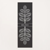 Tapis De Yoga Black Blanc Élégant Chic Botanique Tropical Branch (Devant)