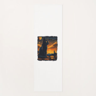 Tapis De Yoga Black Cat Starry Nuit Van Gogh Citrouilles Bats Ha