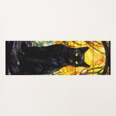 Tapis De Yoga Black Cat Vitrail jaune (Dos (Horizontal))