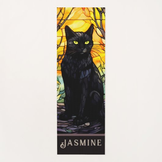 Tapis De Yoga Black Cat Vitrail jaune (Devant)