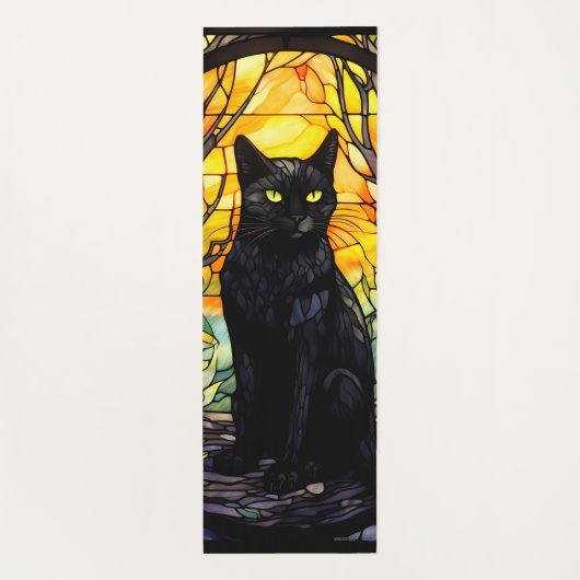 Tapis De Yoga Black Cat Vitrail jaune (Dos)