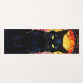 Tapis De Yoga Black Cat Vitrail Rouge Éffrayant (Dos (Horizontal))